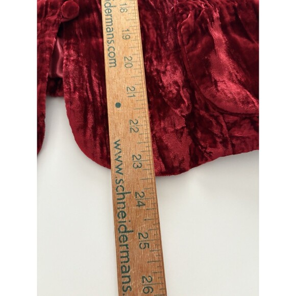 Vintage Sandra Darren Jacket 12 Red Crushed Velvet Castlecore Vamp Holiday - Picture 7 of 16